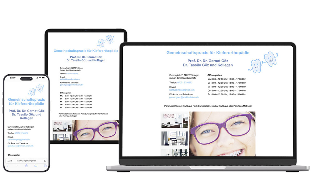 gestaltung webvisitenkarte für facharztpraxis tübingen